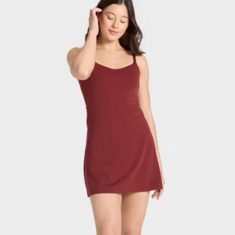 All In Motion Women's Knit Ruched Maroon Active Dress‎